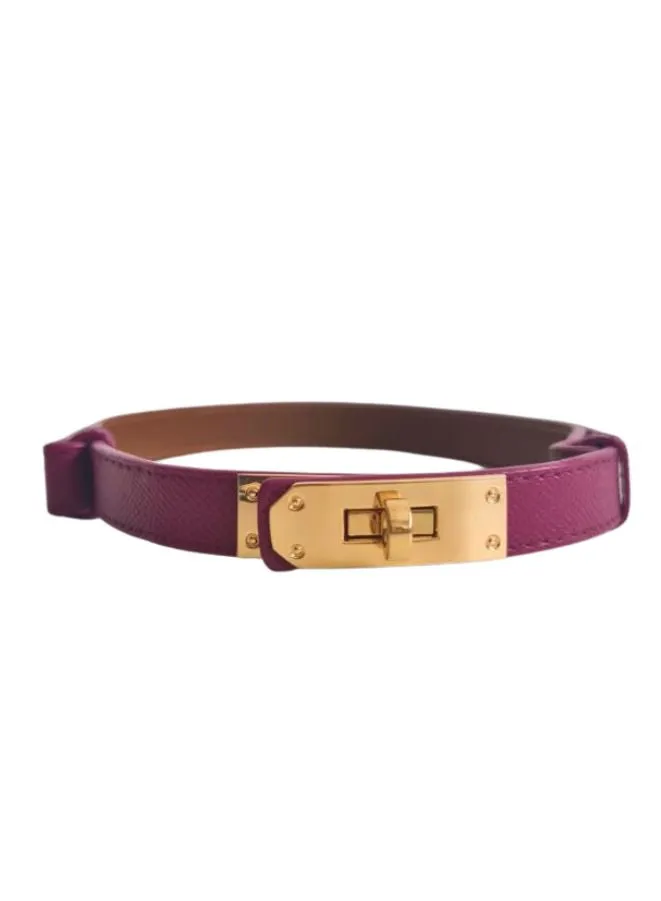 Women's Skinny Leather Belt Thin Waist Belts with Metal Buckle