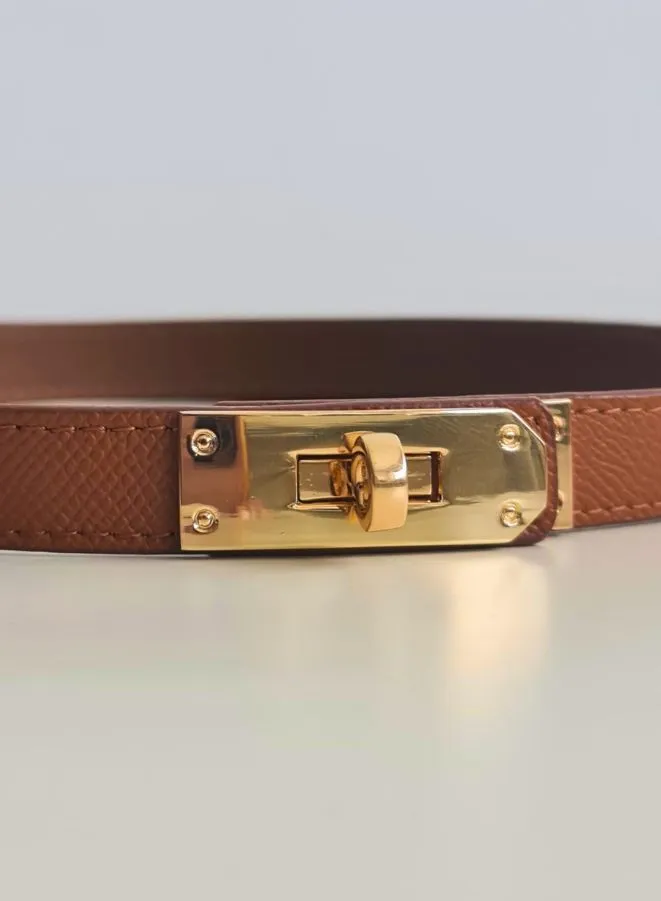 Women's Skinny Leather Belt Thin Waist Belts with Metal Buckle